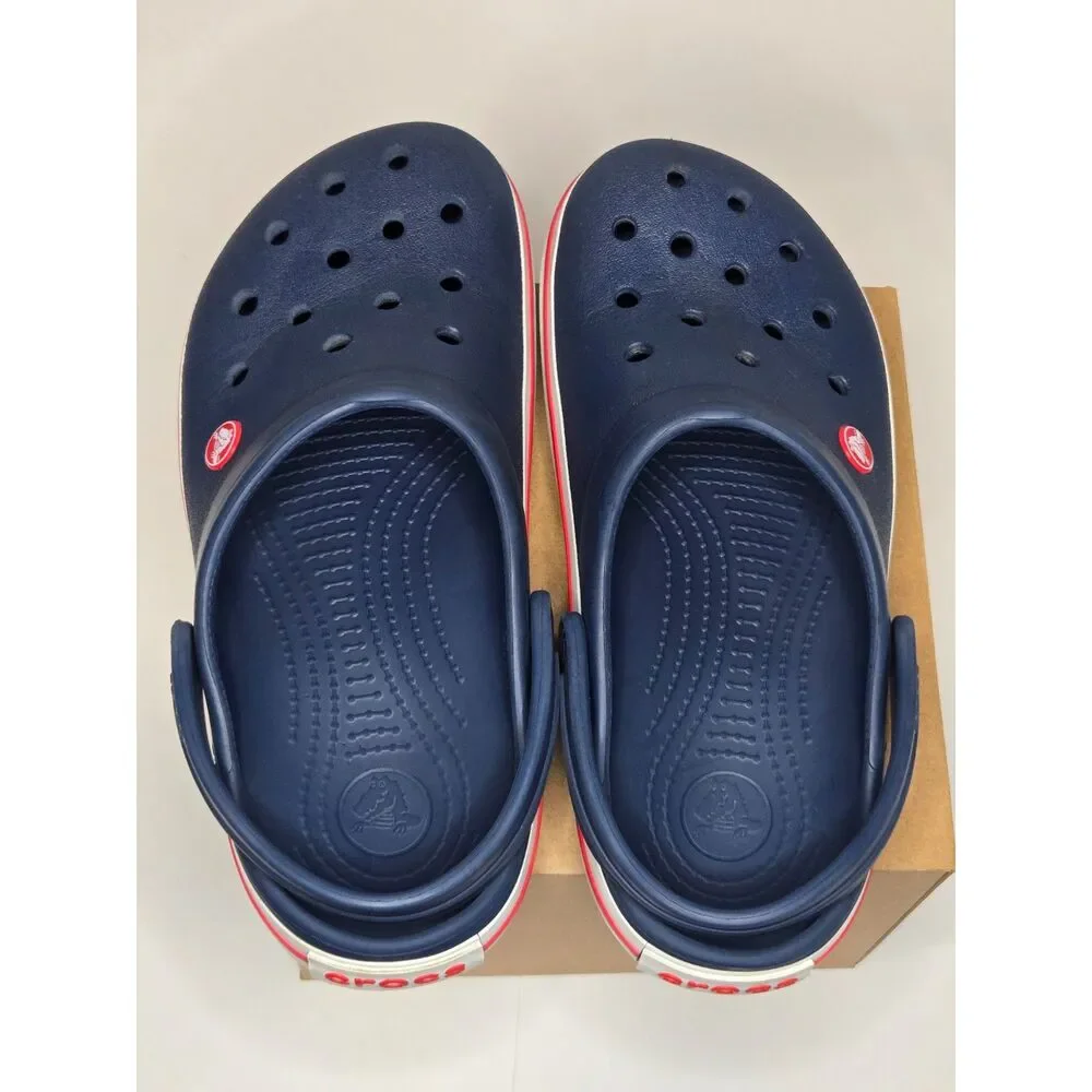 Crocs Crocband Navy Blue Red White Clogs | Unisex Men's 7 Women's 9